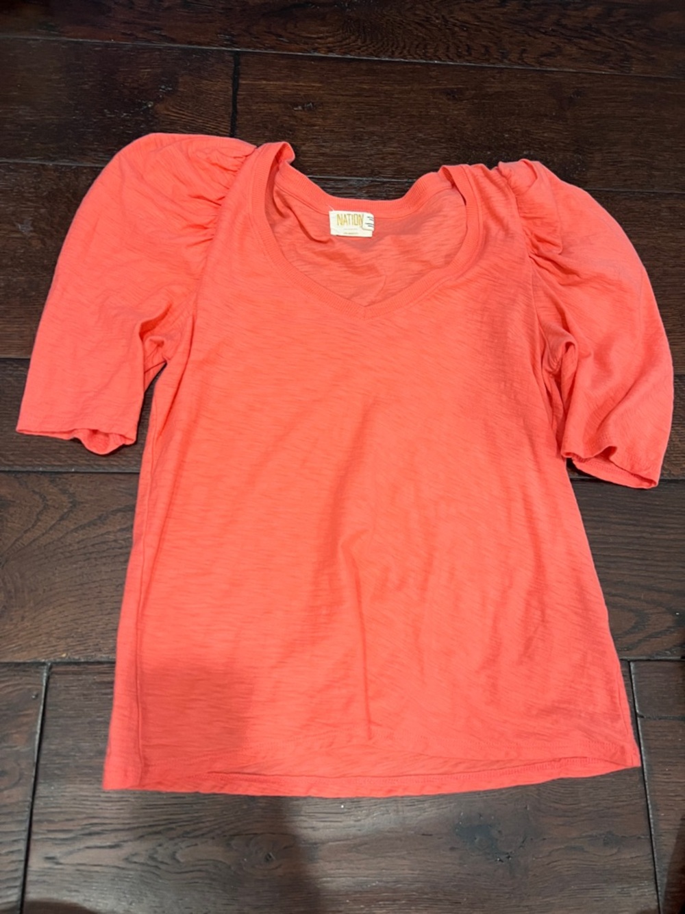 Nation ltd Coral Puff Sleeve V-Neck Top